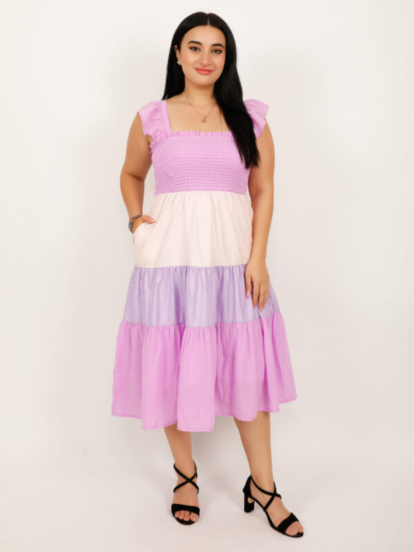 Ombre Tiered Calf Length Dress