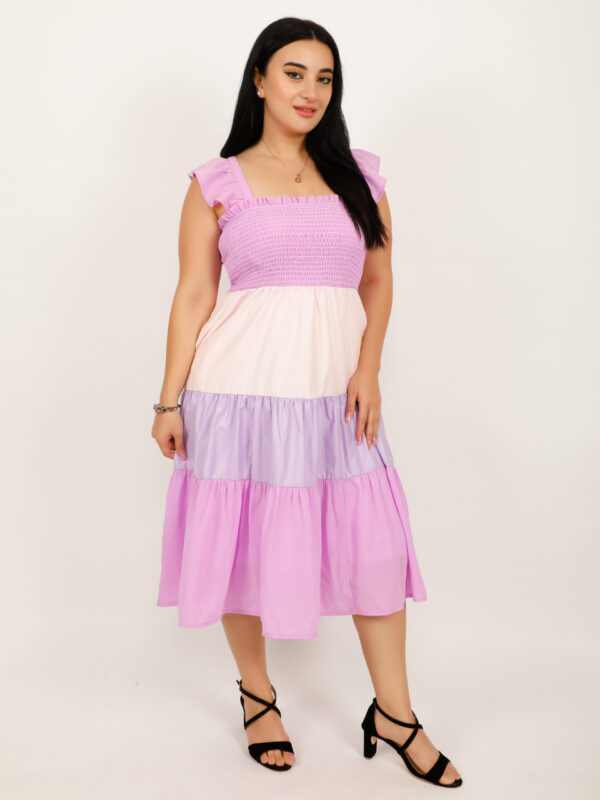 Ombre Tiered Calf Length Dress